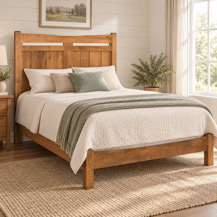 Amish Smicksburg Cottage Style Solid Wood Bed with Low Profile Footboard