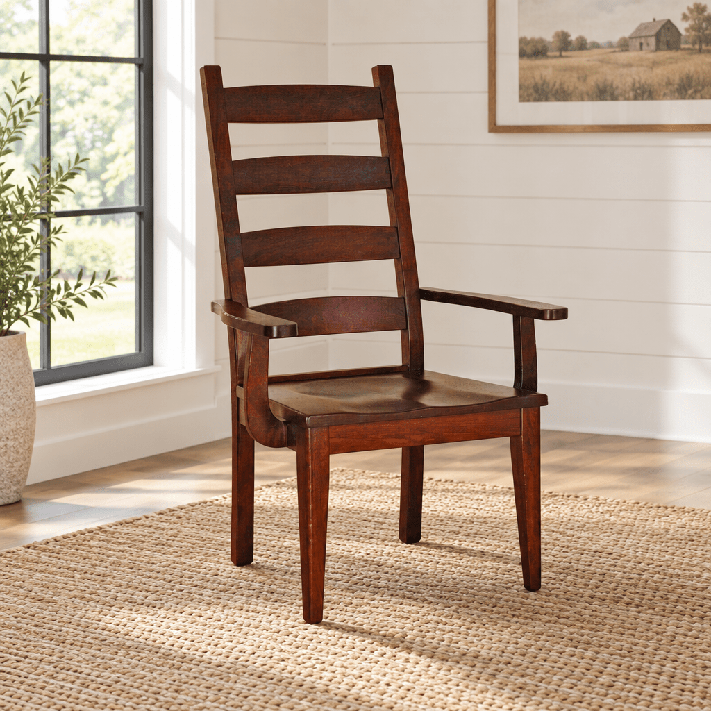 Amish Solid Wood Alexandria Dining Chair shown in the dining room of a modern farmhouse home