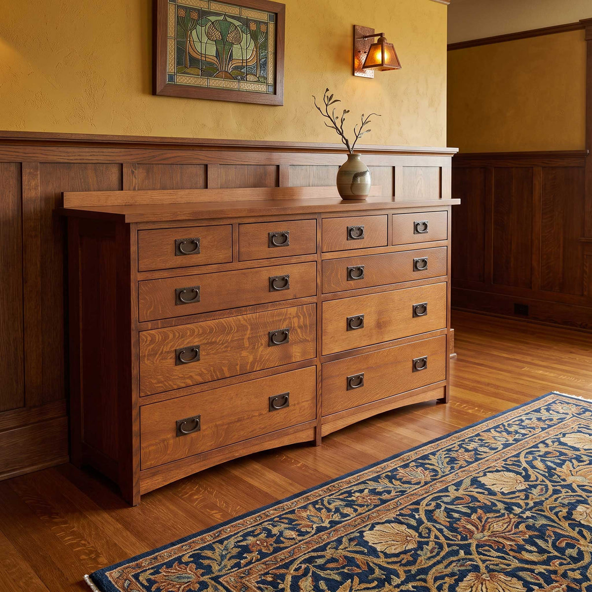 Amish Solid Wood Spanish Mission Dresser 35"