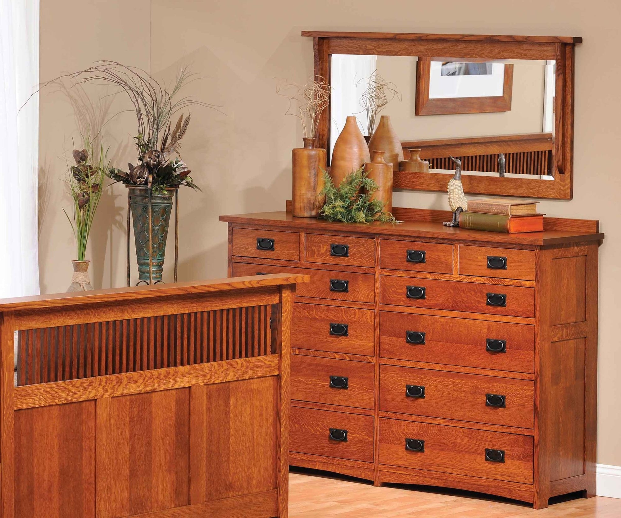 Amish Solid Wood Spanish Mission Dresser 44" - snyders.furniture