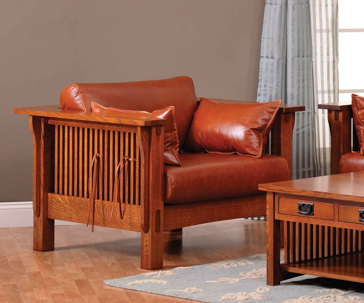 Amish Solid Wood Spanish Mission Sofa Chair - snyders.furniture