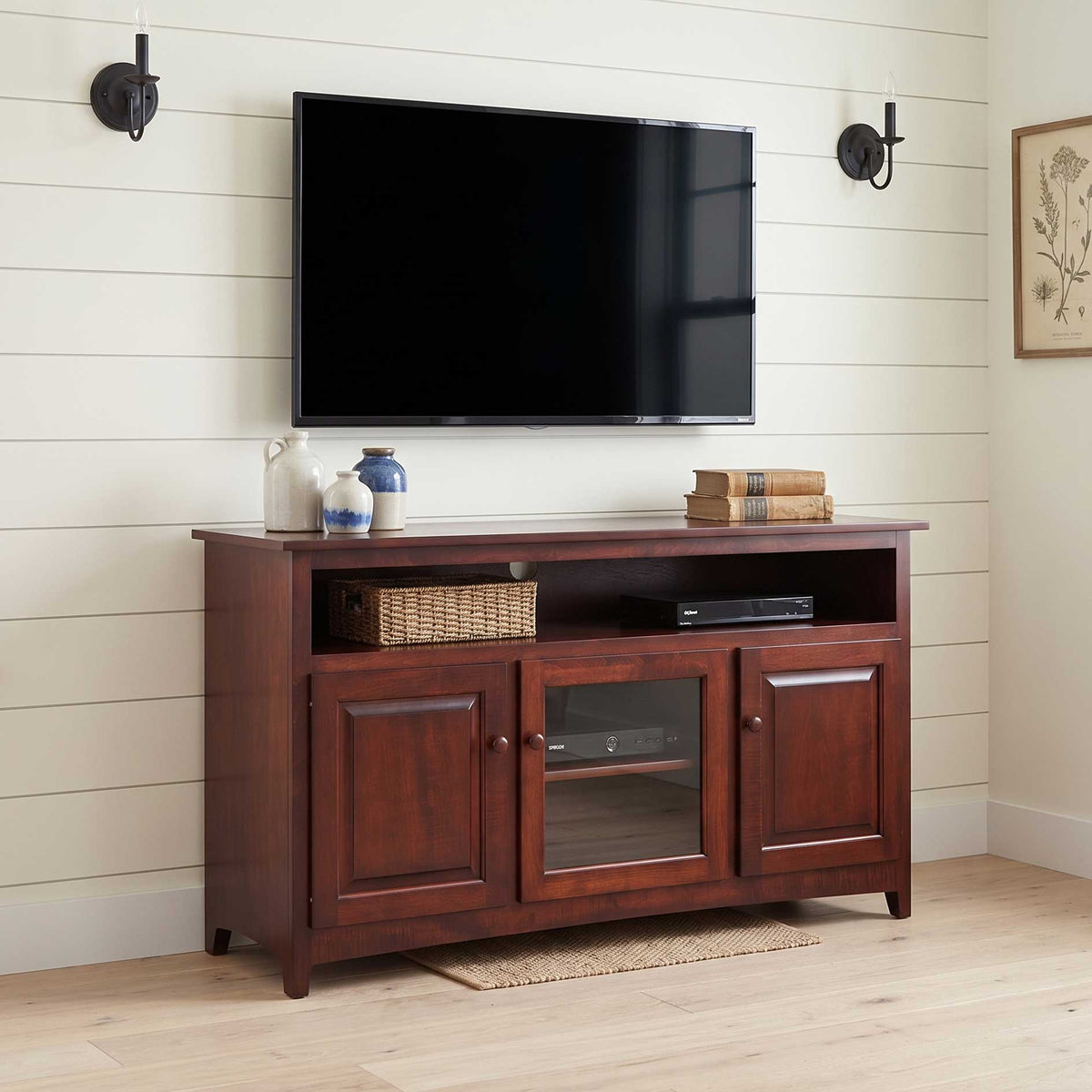Amish 56" Shaker 3 Door TV Stand