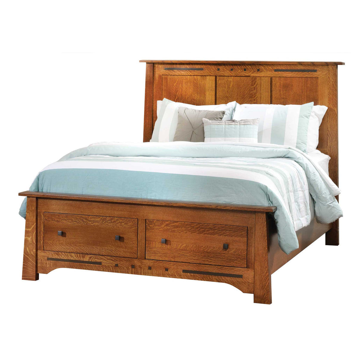 Amish Solid Wood Van Nuys Panel Bed - snyders.furniture