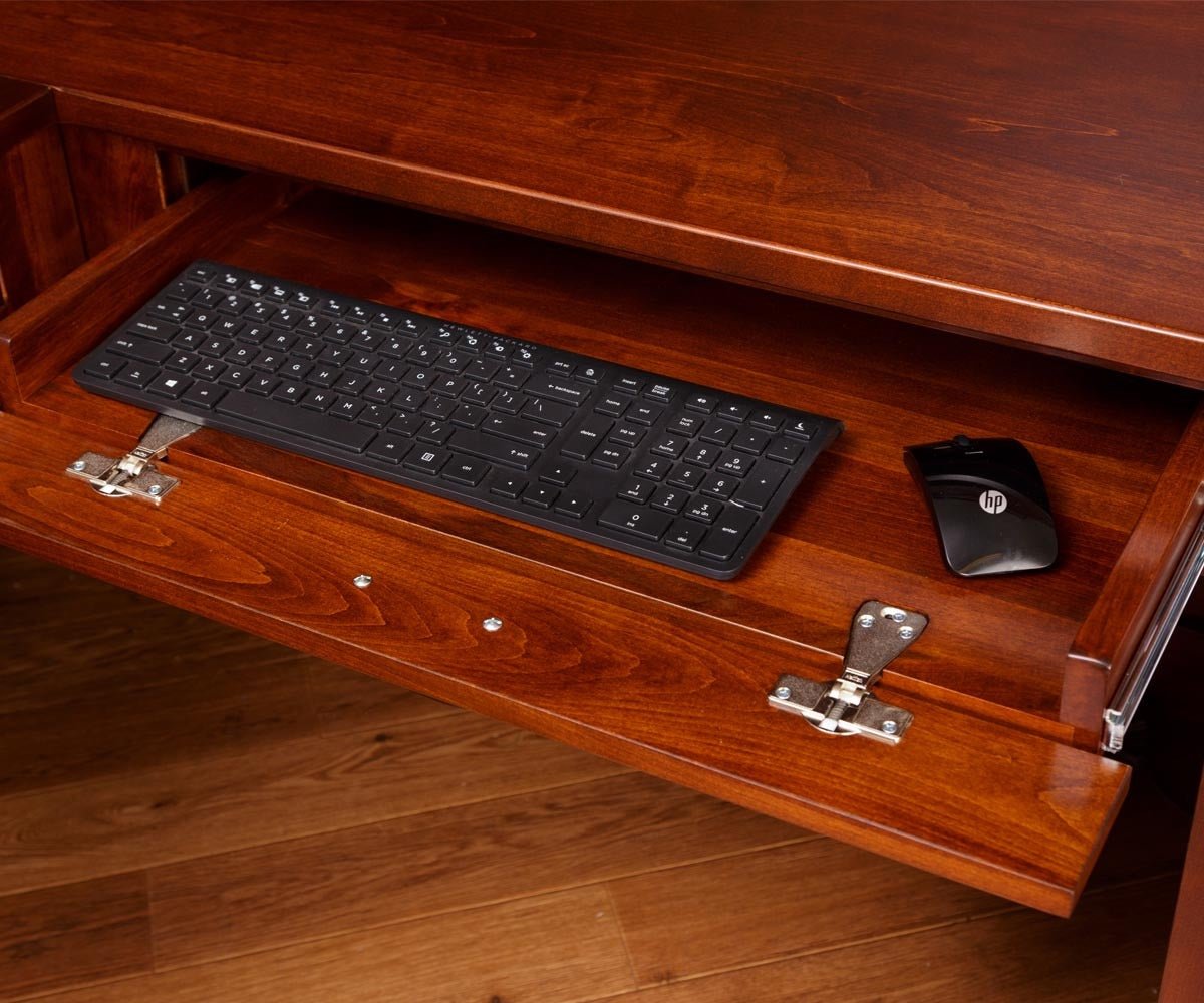 Amish Sugar Grove Mission Solid Wood Large Table Desk - optional pull-out keyboard tray detail