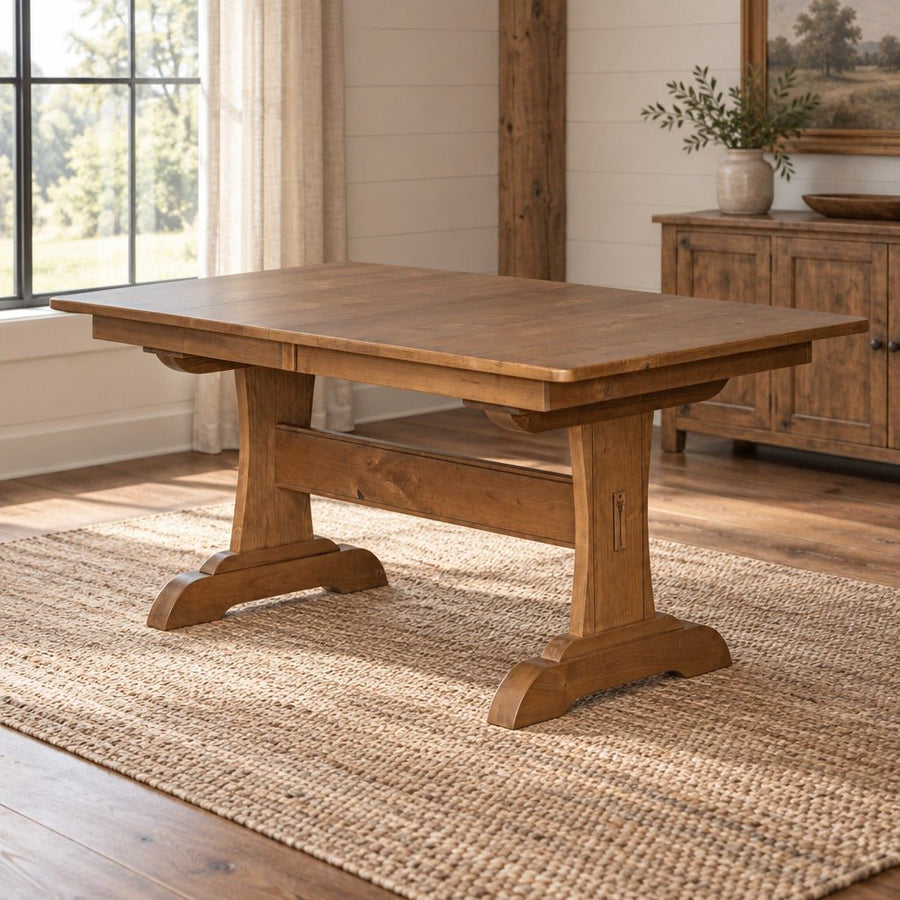 Amish Sugarcreek Rustic Farmhouse Solid Wood Extendable Dining Table