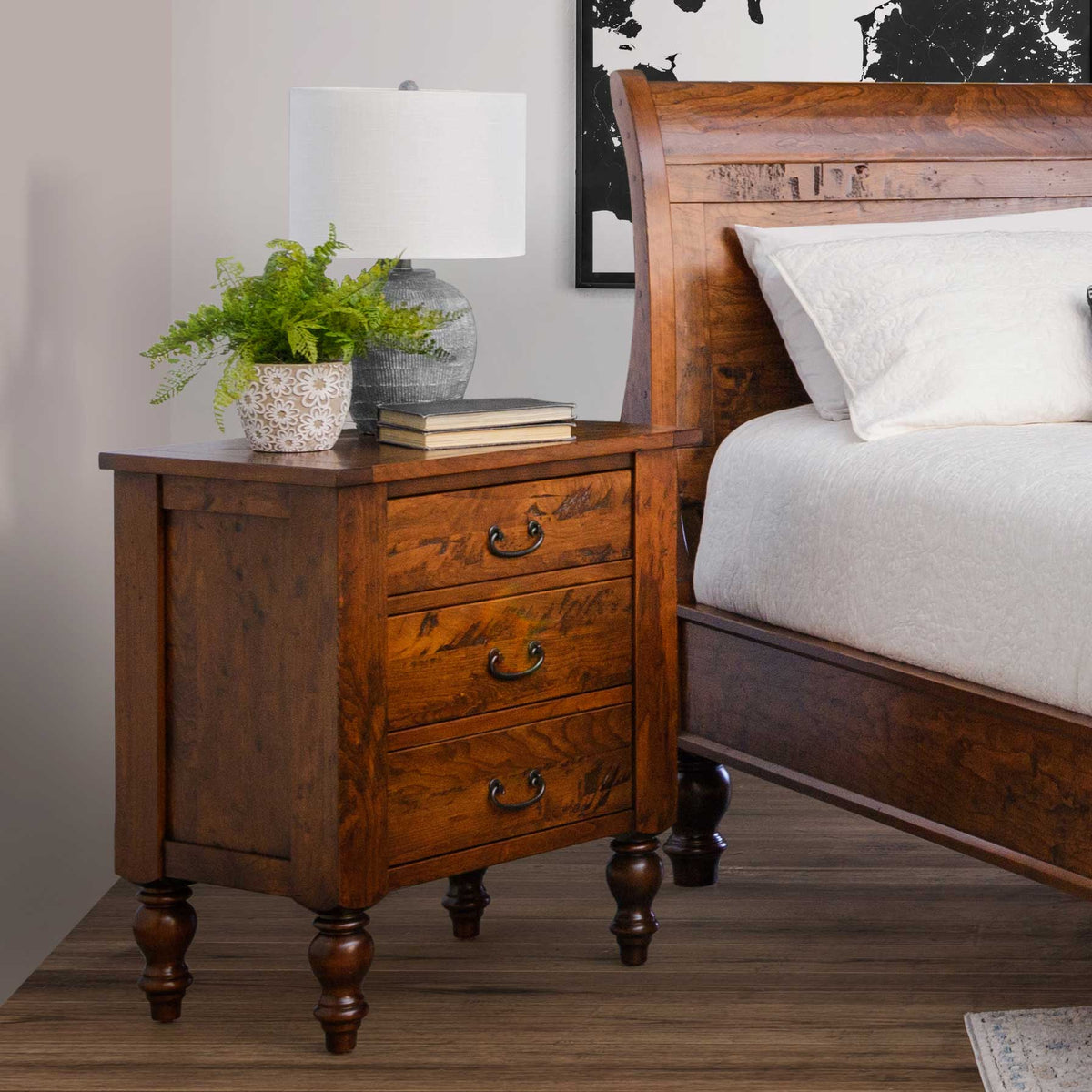 Amish Telluride Rustic Wood Bedside Chest - snyders.furniture
