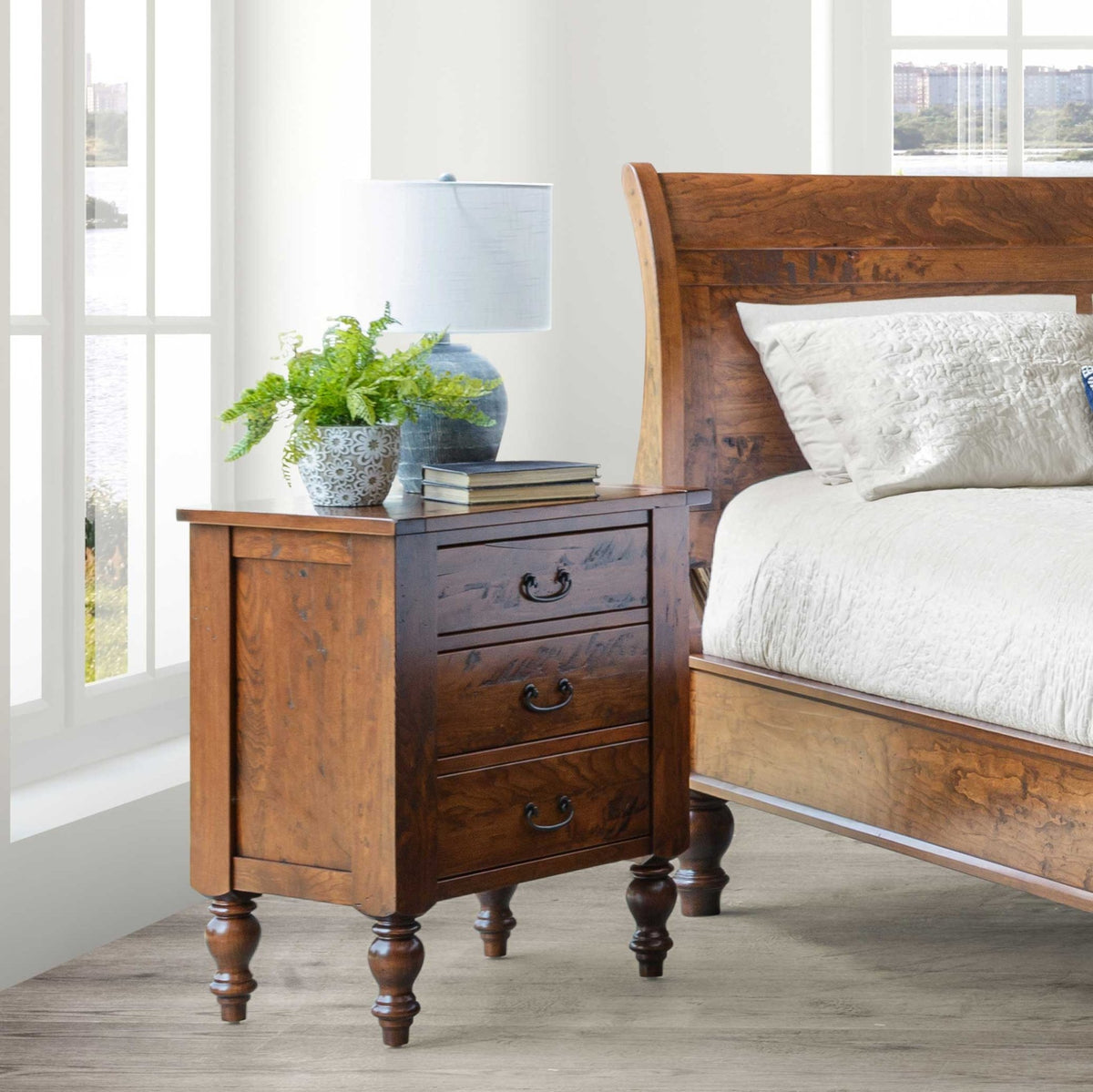 Amish Telluride Rustic Wood Bedside Chest - snyders.furniture