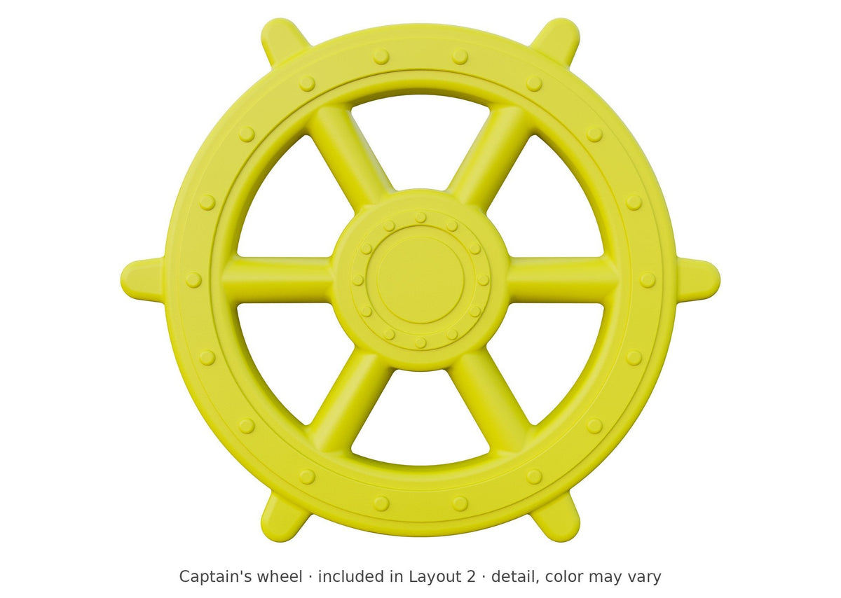 Captain's wheel detail – included in Layout 2 of the Trading Post Wooden Swing Set & Playset Kit