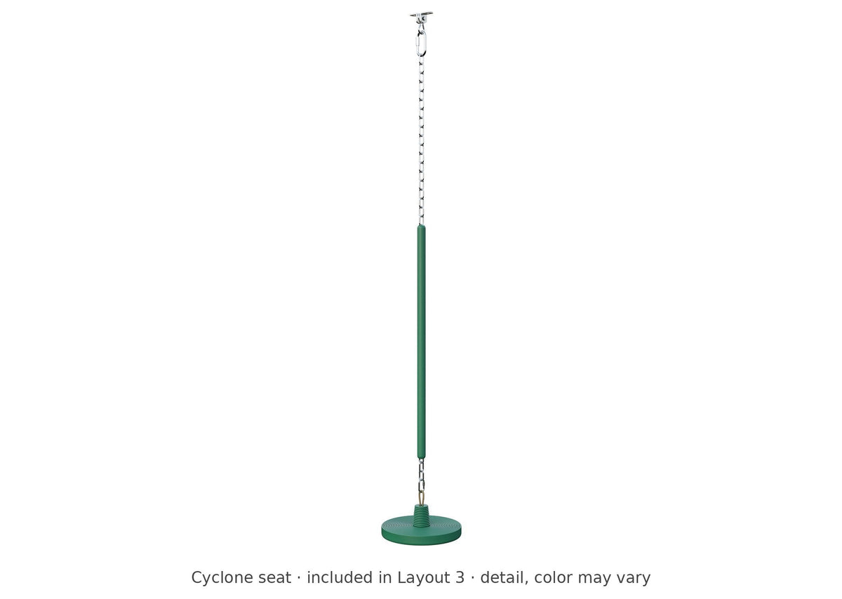 Cyclone seat detail – included in Layout 3 of the Tree House Wooden Swing Set & Playset Kit