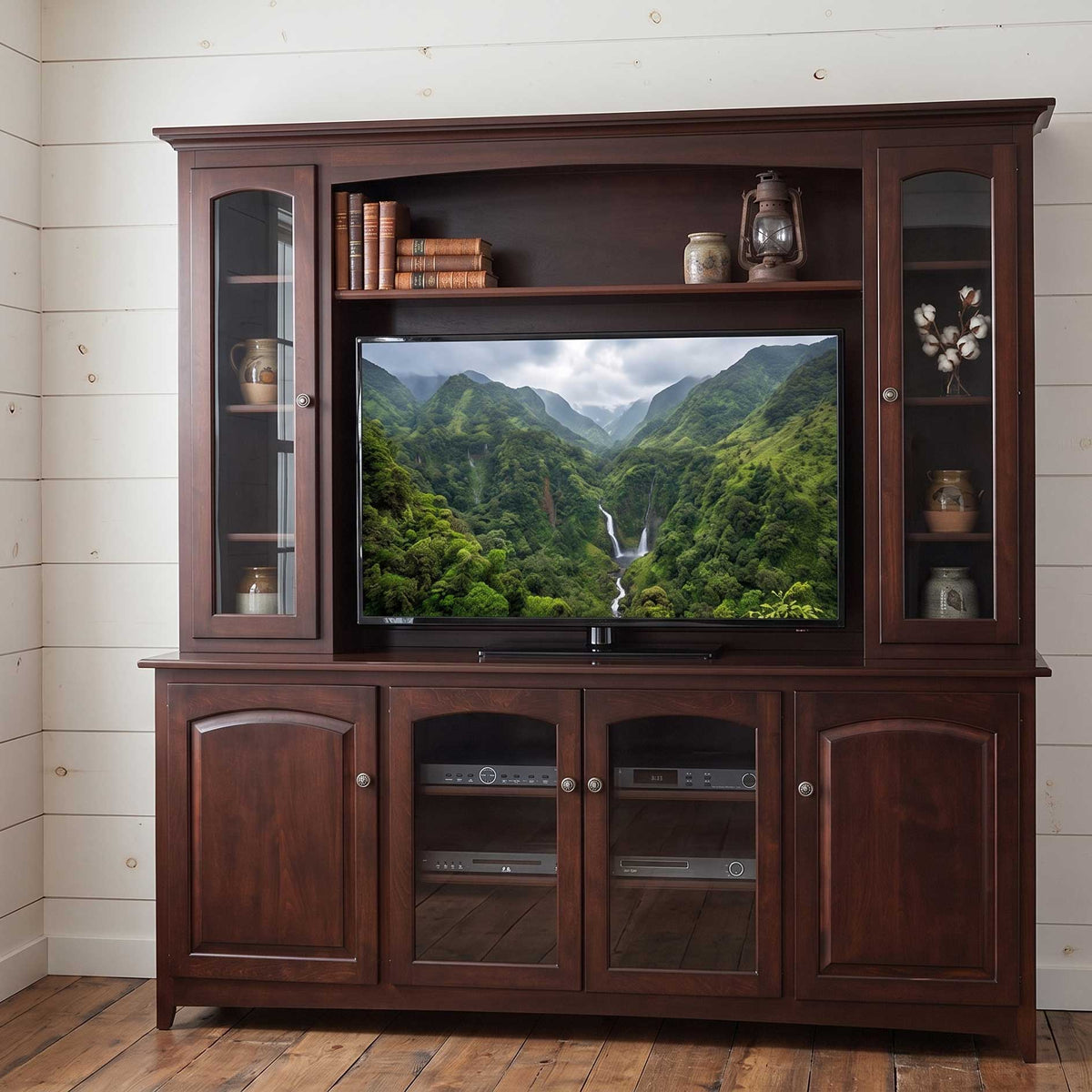 Amish Manchester 76" TV Stand with Hutch Top