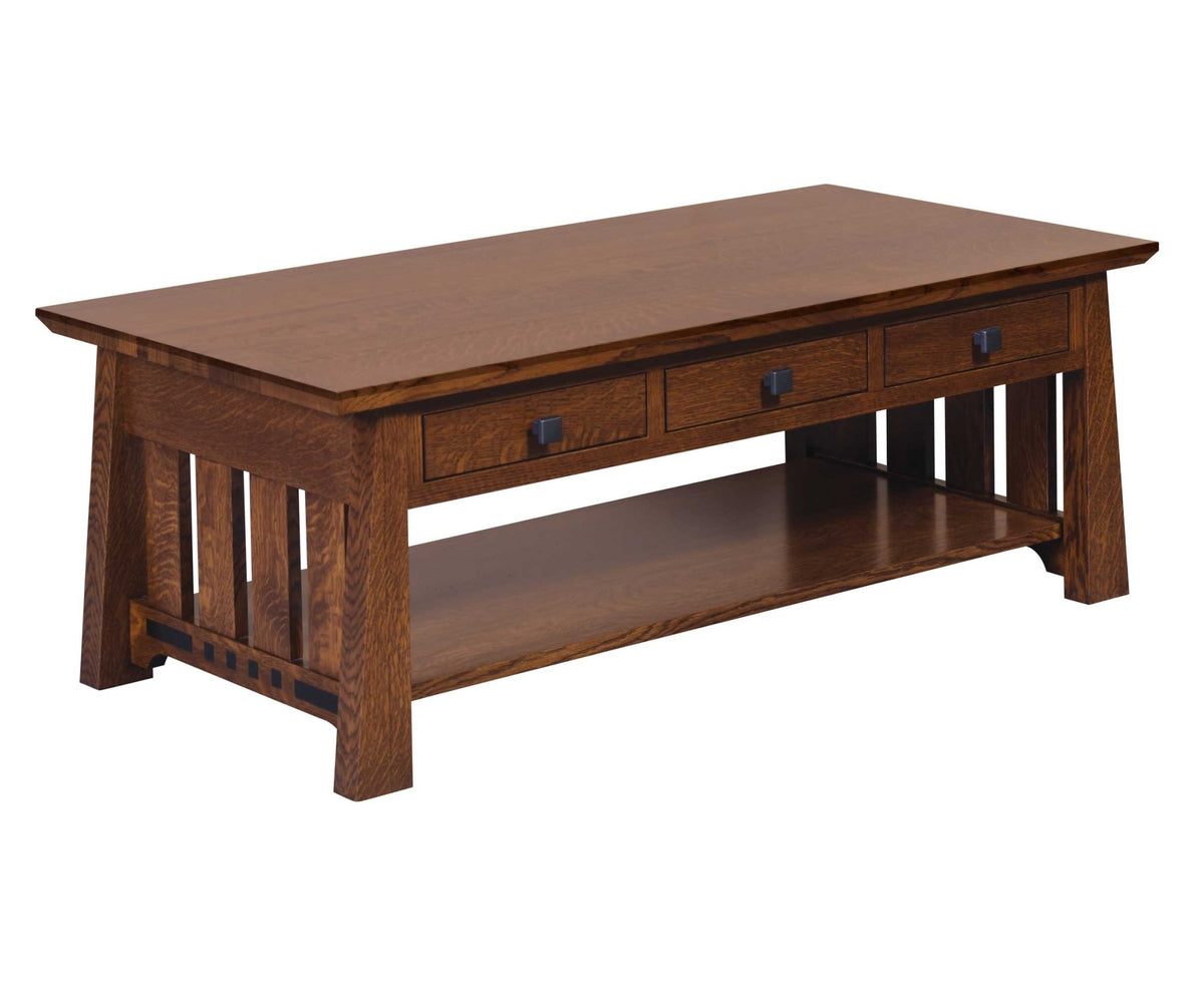 Amish Van Nuys Leather Morris Sofa & Table Living Room Set - snyders.furniture