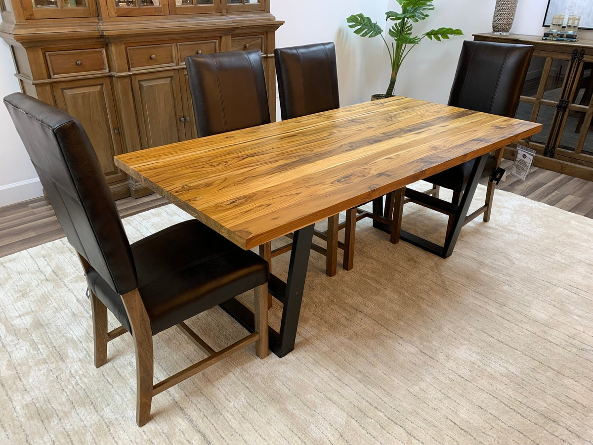 Bartholomew 72" Teak Live Edge Dining Table - Light Natural - snyders.furniture