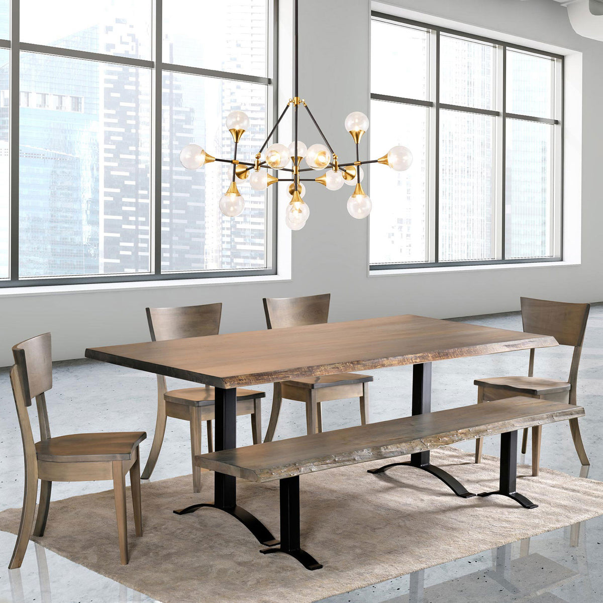 Mesa de caballete de comedor con borde vivo Amish Quebec de 42 "x 84" - Envío rápido