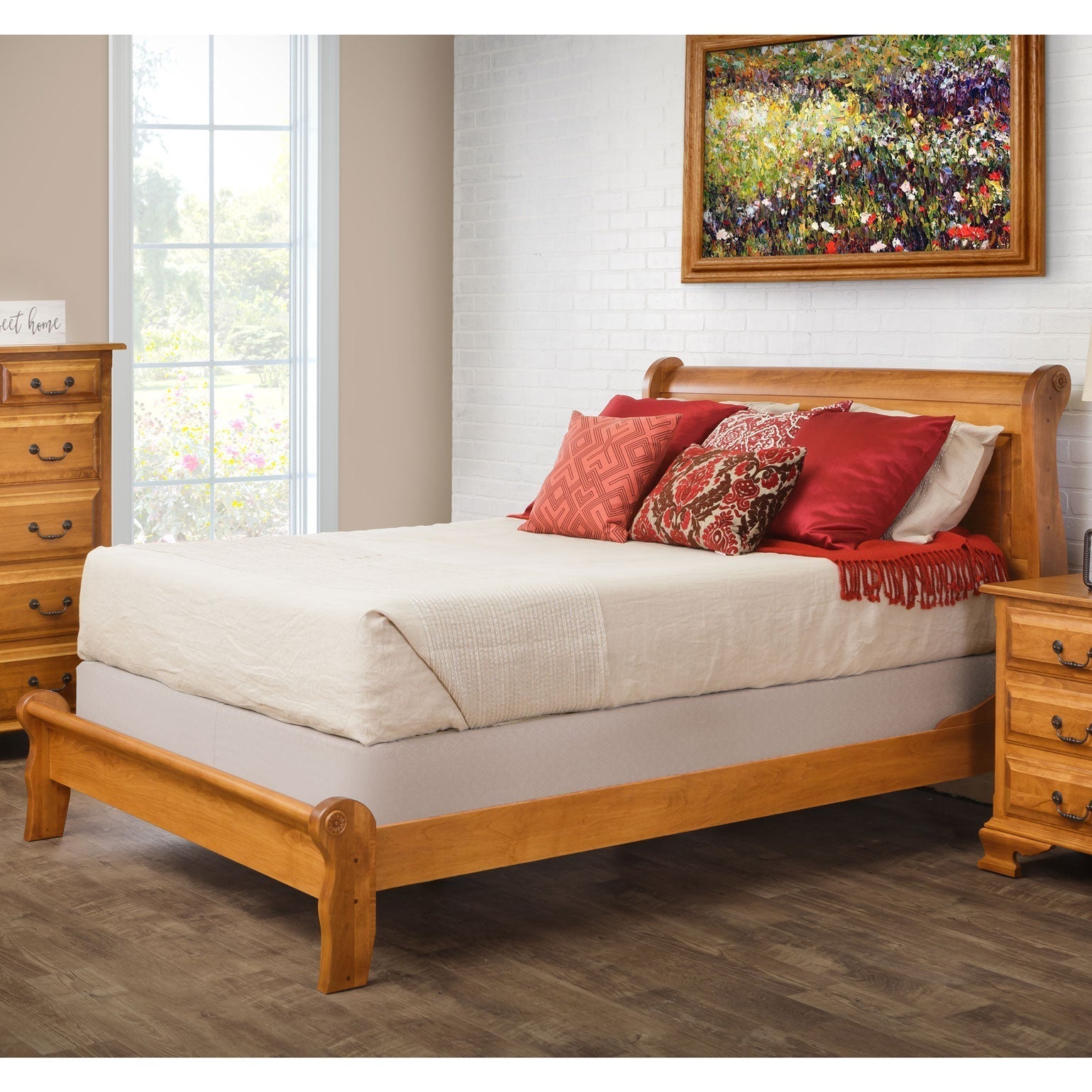 Eden Amish Solid Wood Queen Sleigh 3pc Bedroom Set - snyders.furniture
