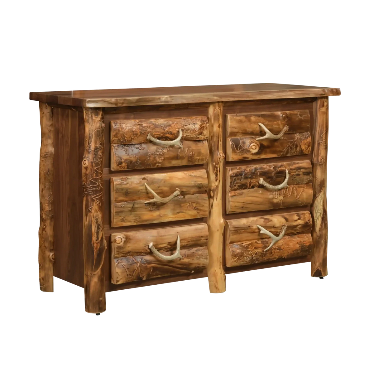 Amish Allegheny Aspen & Walnut 6 Drawer Dresser