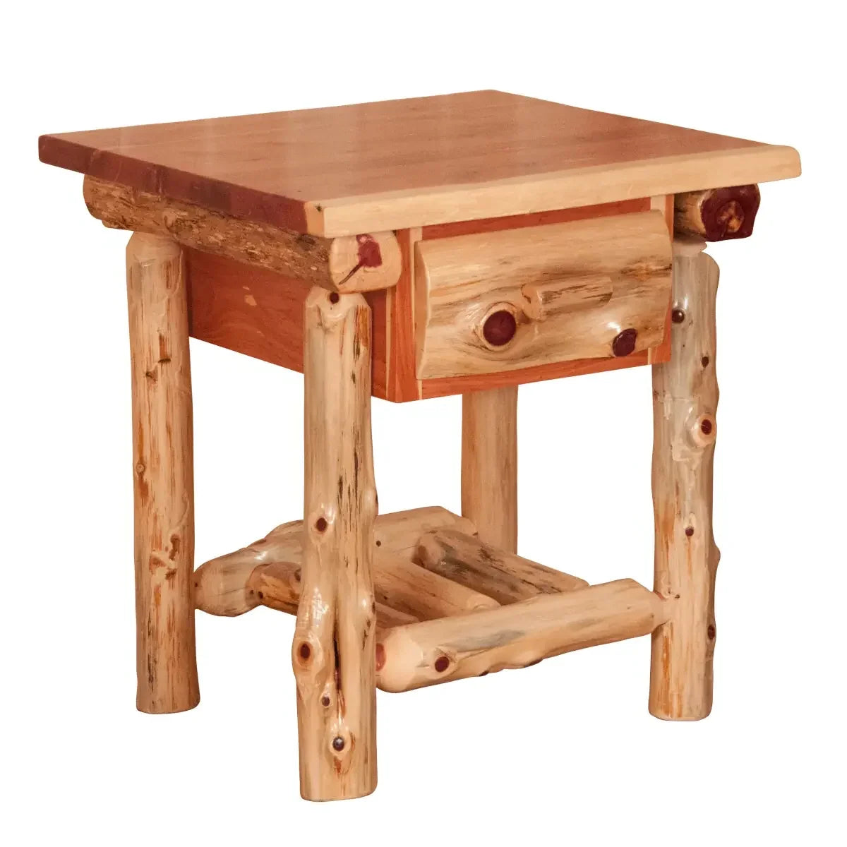 Amish Bighorn Aspen Log 1 Drawer Nightstand