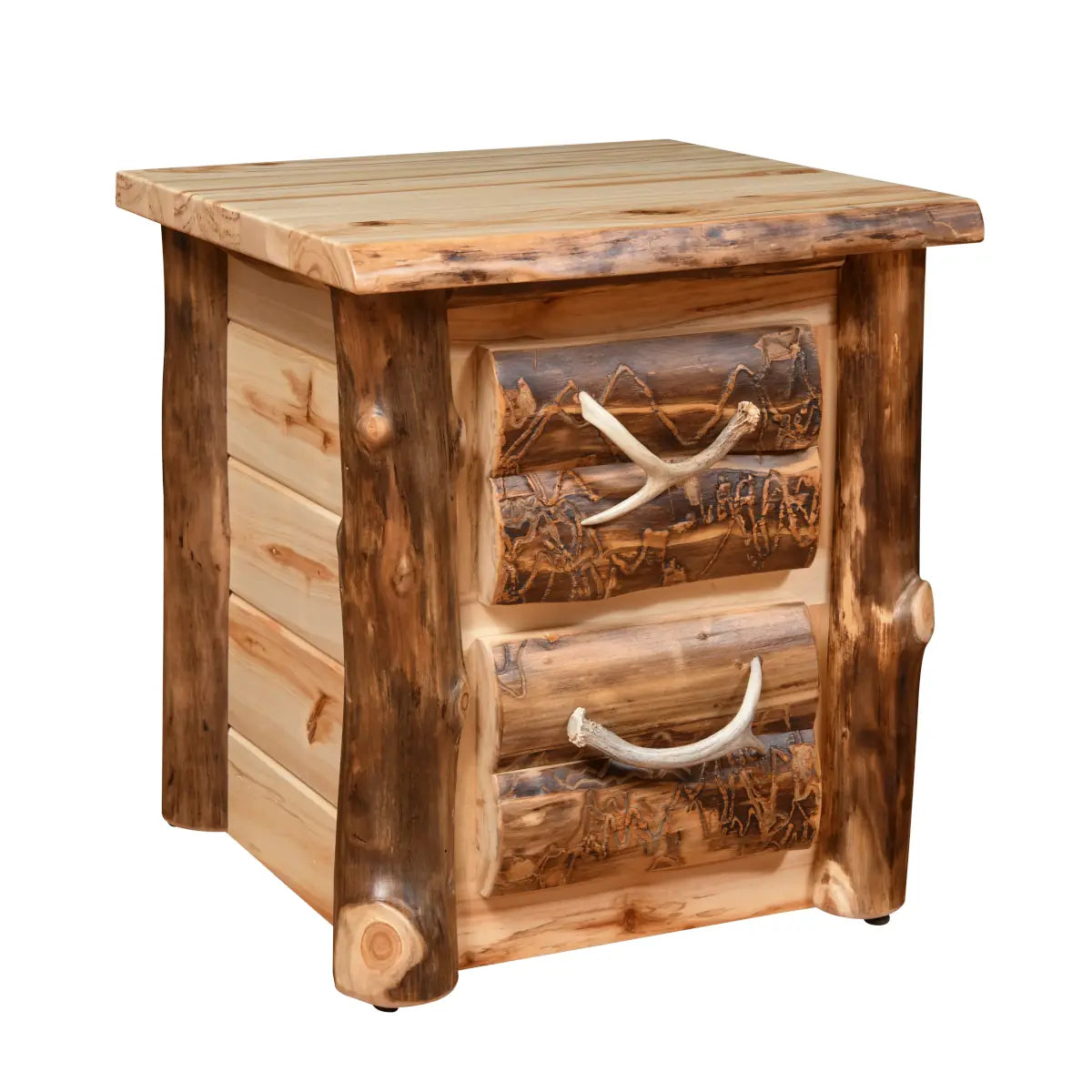 Amish Bighorn Aspen Log 2 Drawer Nightstand