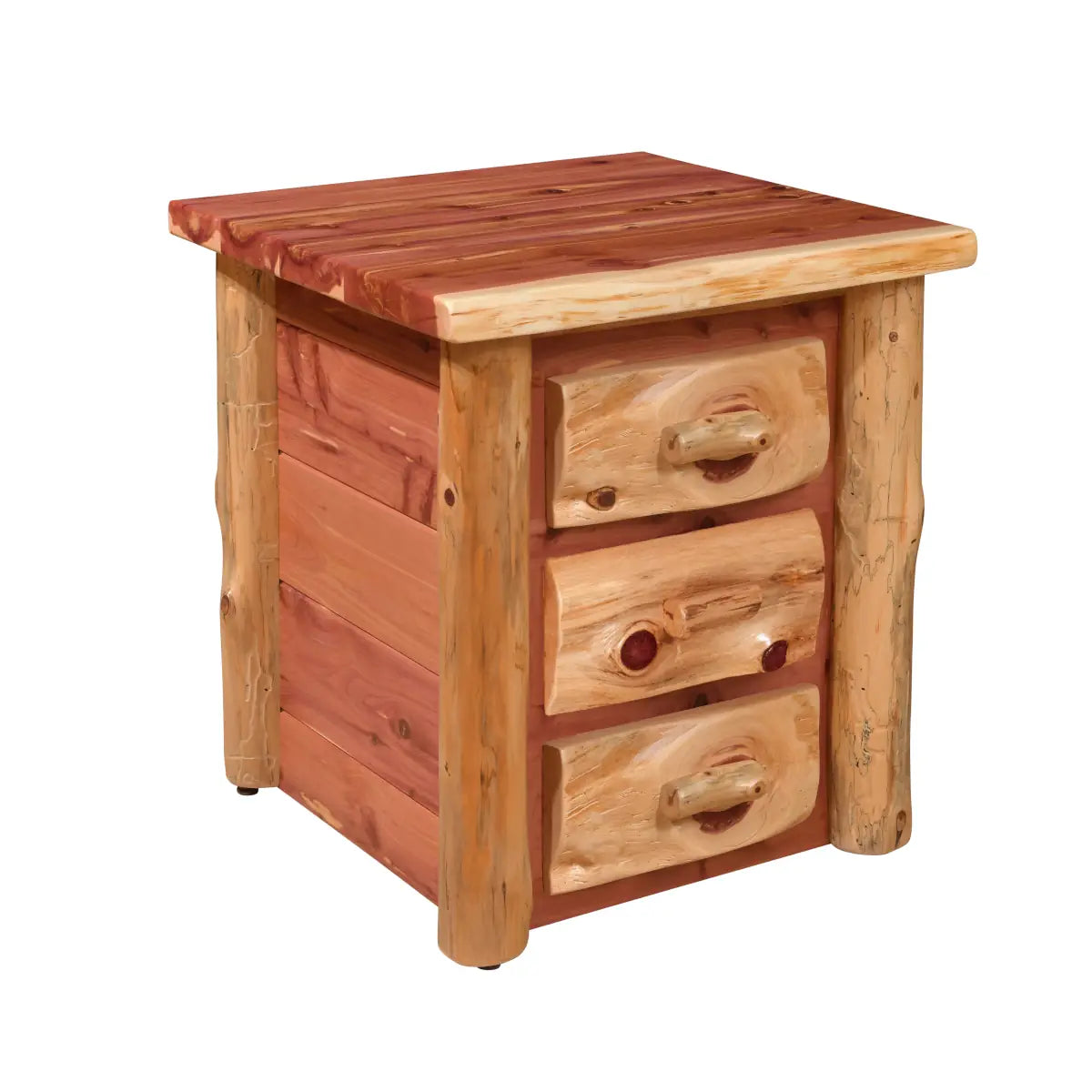 Amish Bighorn Aspen Log 3 Drawer Nightstand