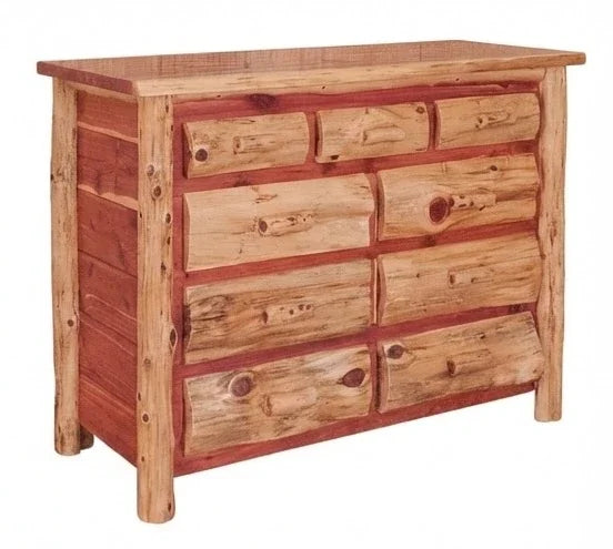 Amish Bighorn Aspen Log 3 over 6 Drawer Dresser