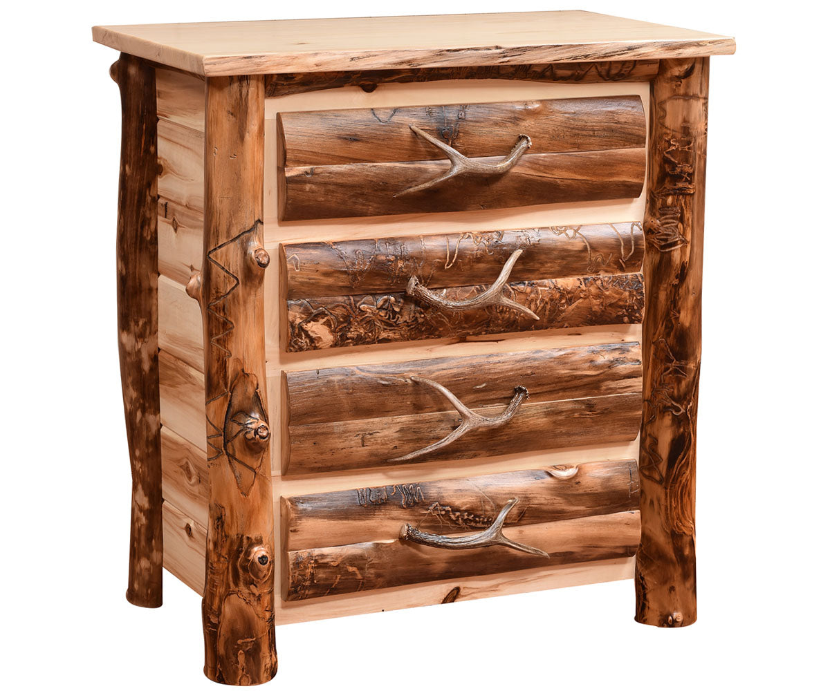 Amish Bighorn Aspen Log 4 Drawer Chest
