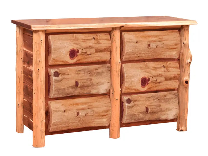Amish Bighorn Aspen Log 6 Drawer Dresser