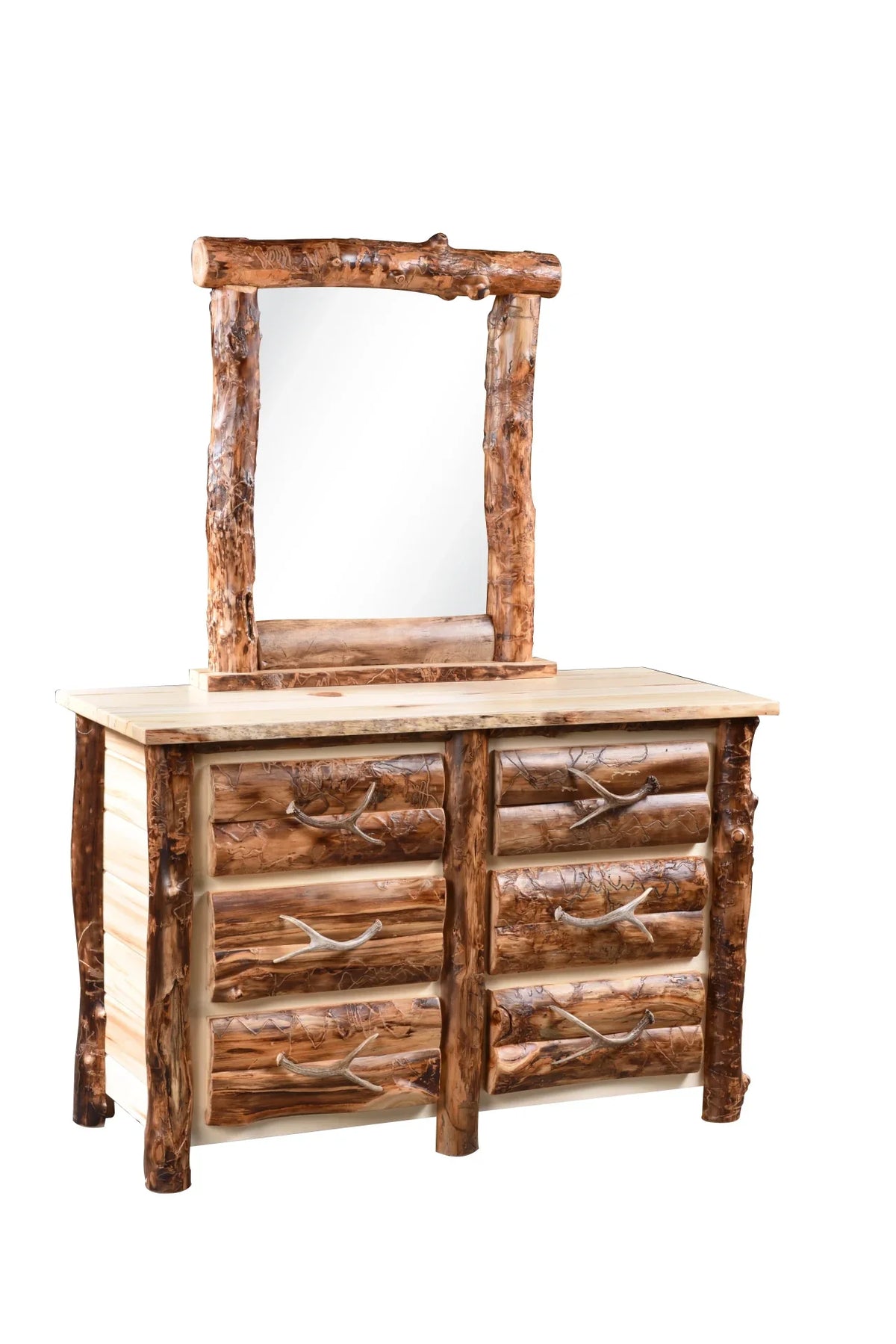 Amish Bighorn Aspen Log 6 Drawer Dresser