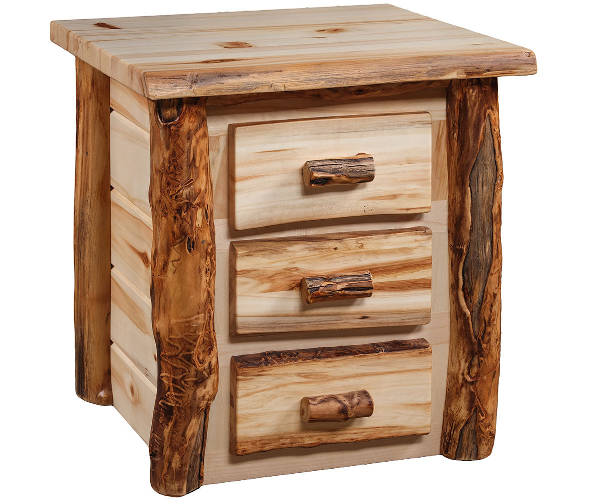 Amish Homestead Log 3 Drawer Nightstand