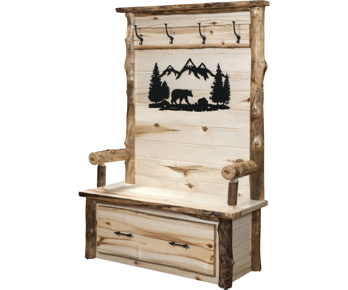Amish Ponderosa Log Hall Bench
