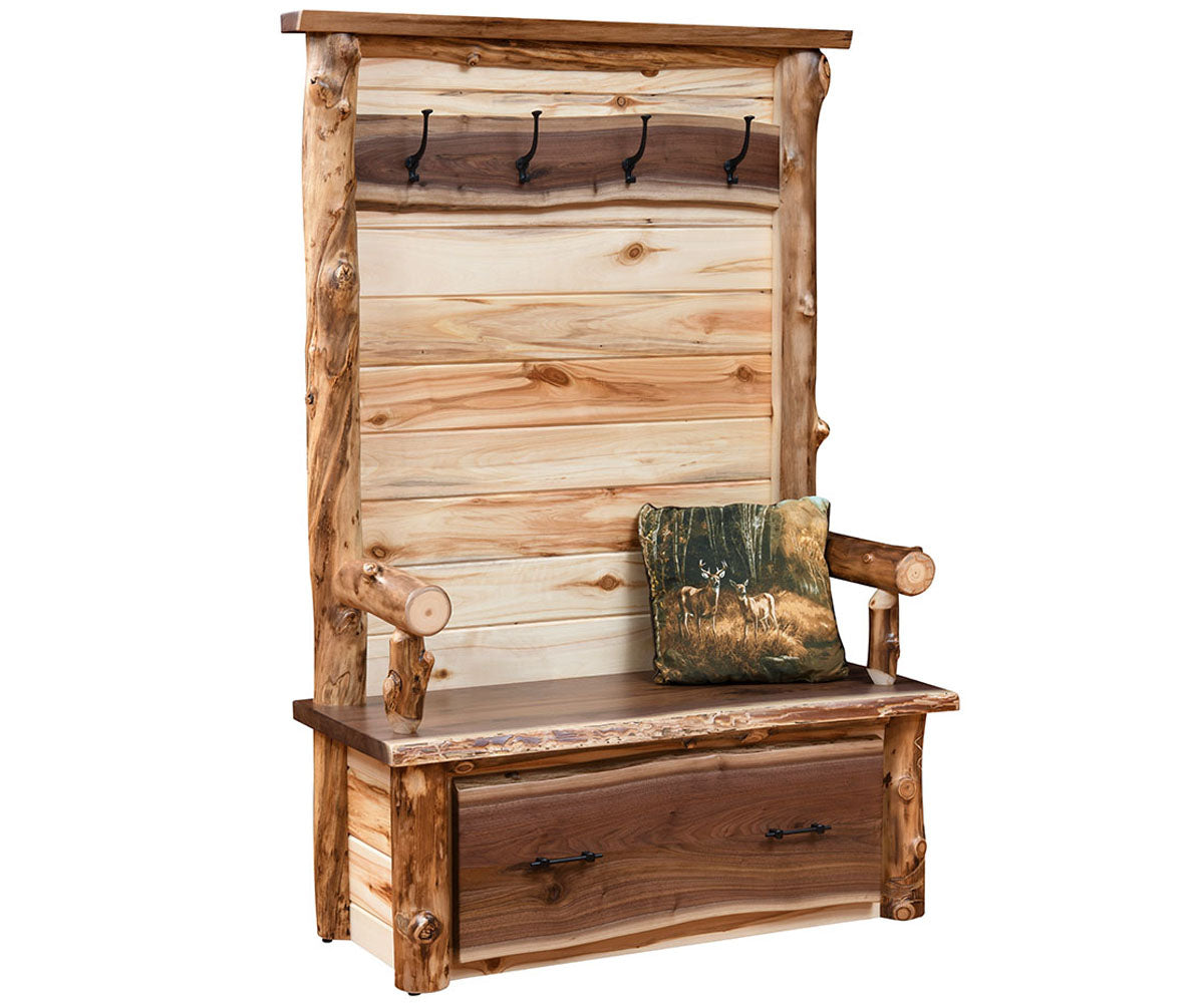 Amish Ponderosa Log Hall Bench