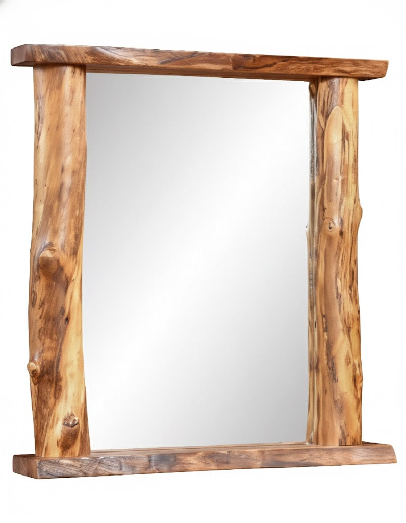 Amish Sawtooth Aspen & Walnut Flat Top Dresser Mirror