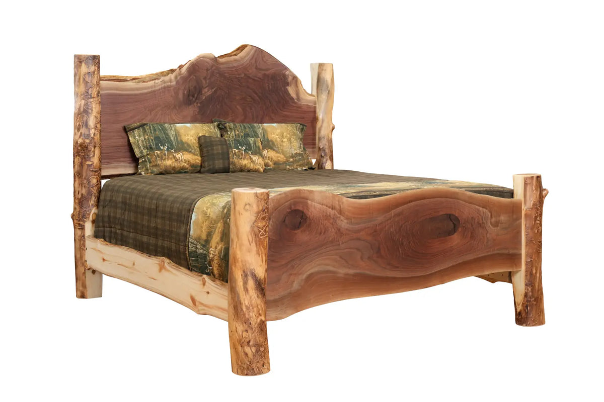 Amish Sawtooth Aspen & Walnut Log Bed