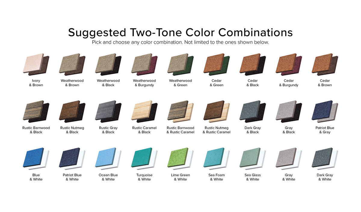 Suggested two-tone poly color combinations