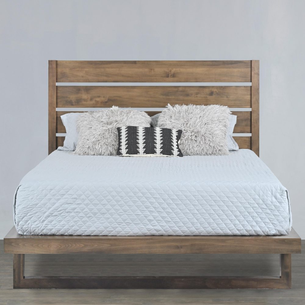 Amish Taos Urban Rustic Solid Wood Panel Platform Bed