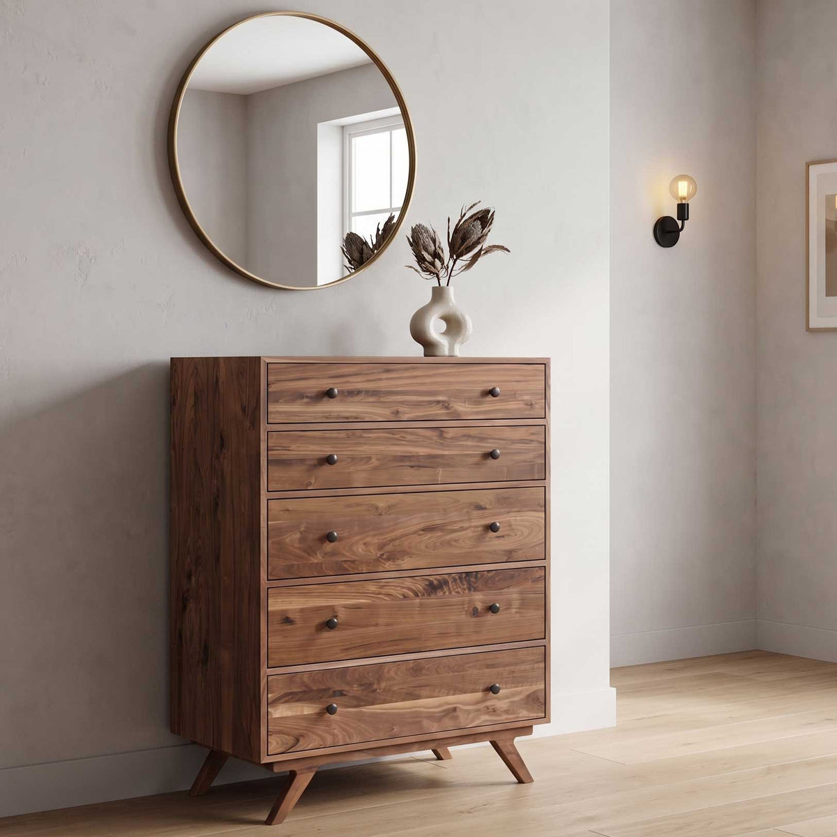 Amish New Hope Mid Century Modern 5-Drawer Bedroom Chest