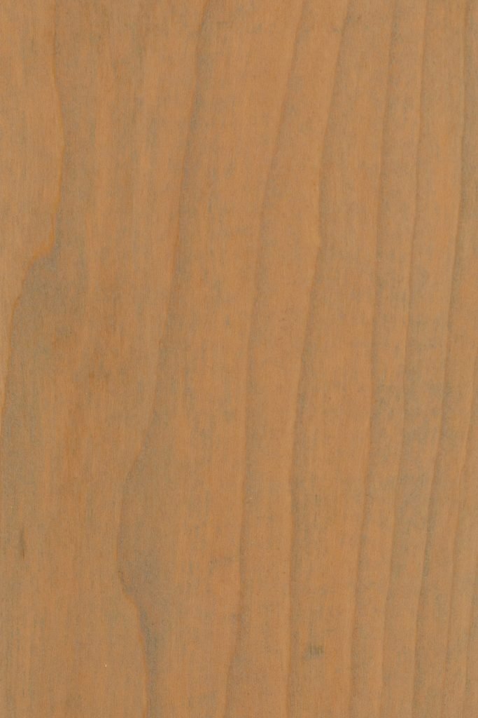 Seashell finish on cherry, a light tan swatch with soft vertical grain and muted warm color