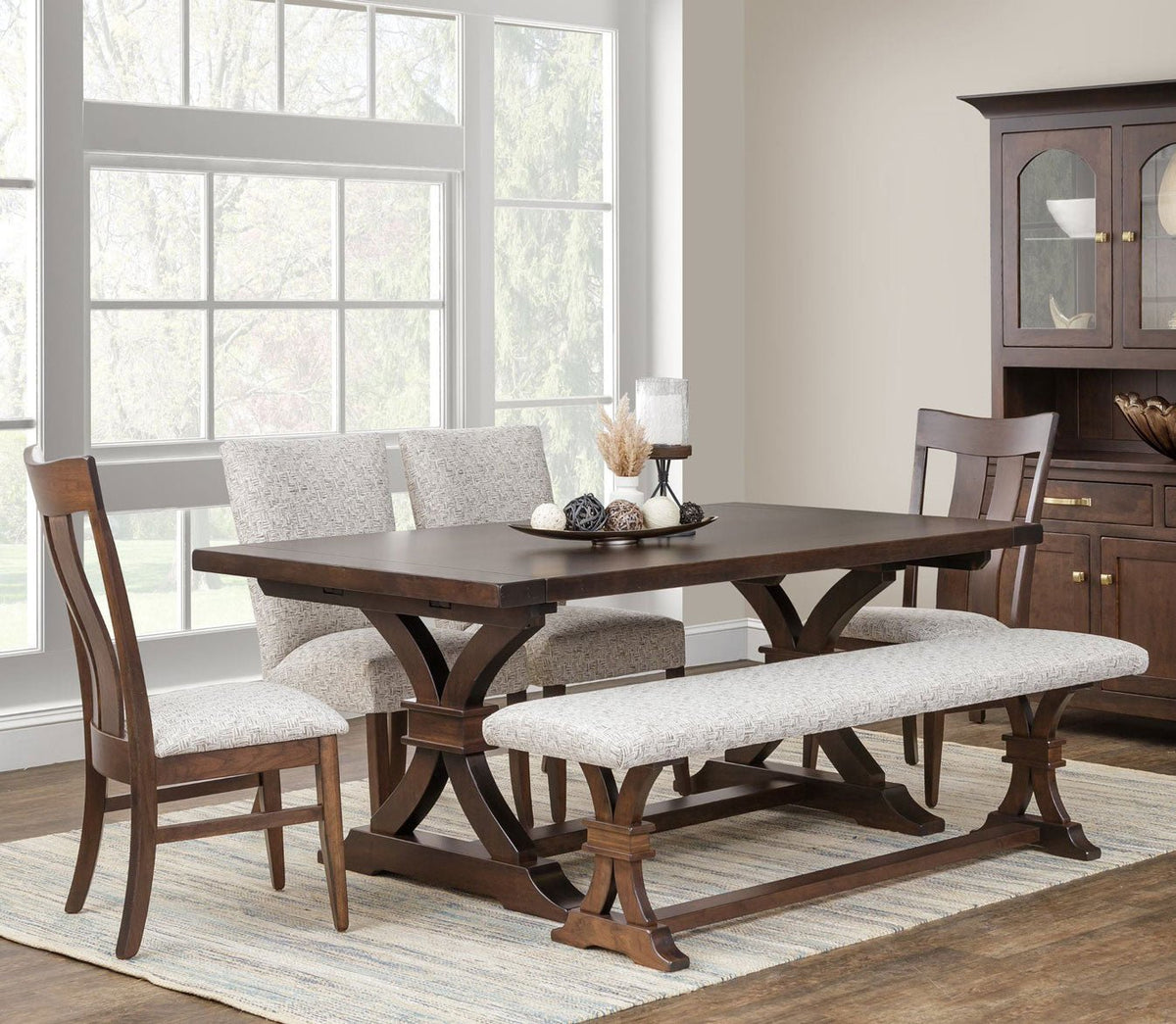 Sherwood Amish Trestle 6pc 72&quot; Dining Table &amp; Chair Set - snyders.furniture