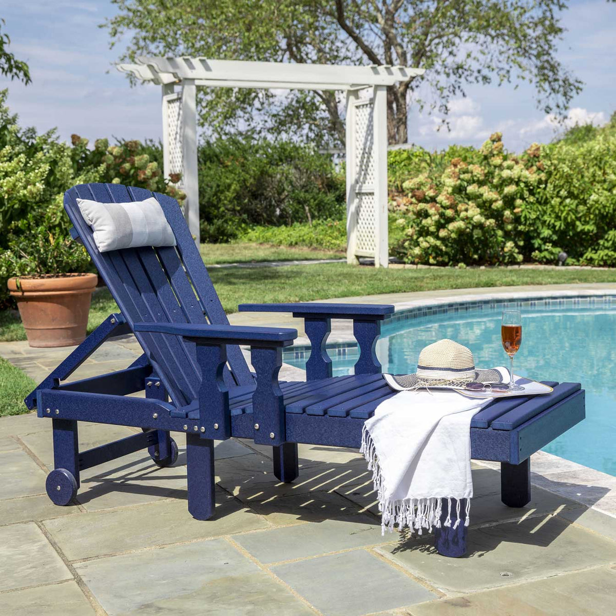 Amish Adirondack Fanback Poly Pool Patio Chaise Sun Lounge - snyders.furniture