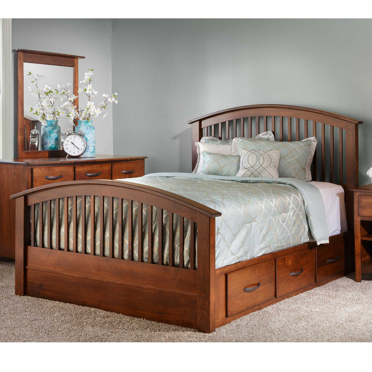 Amish Concord Solid Wood Arched Spindle Bed - snyders.furniture