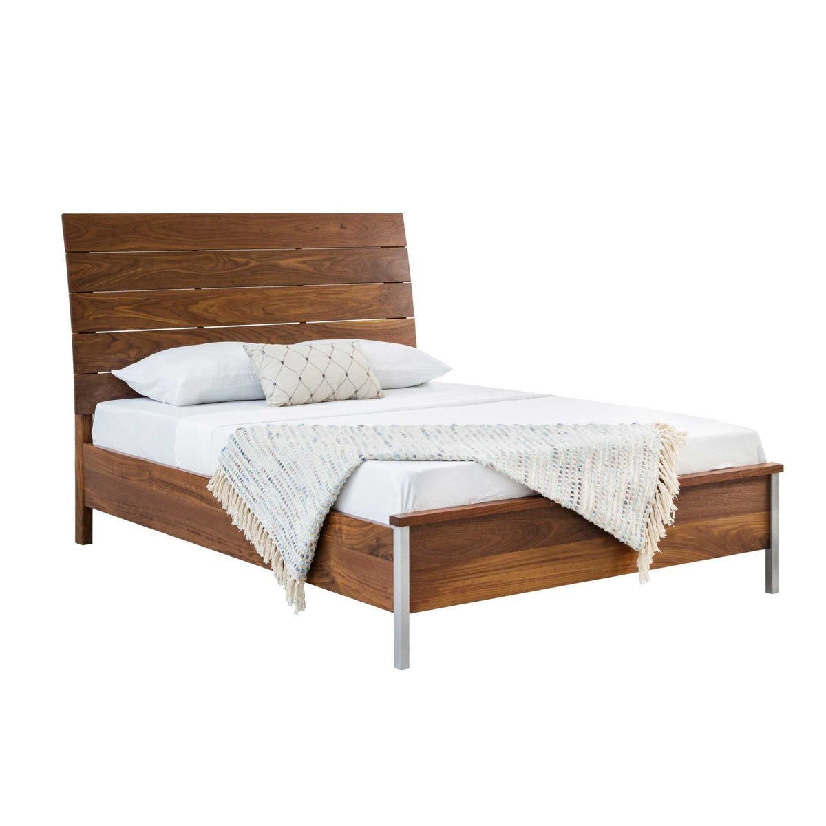 Amish Danish Mid-Century Modern Solid Wood Walnut Bed - snyders.furniture