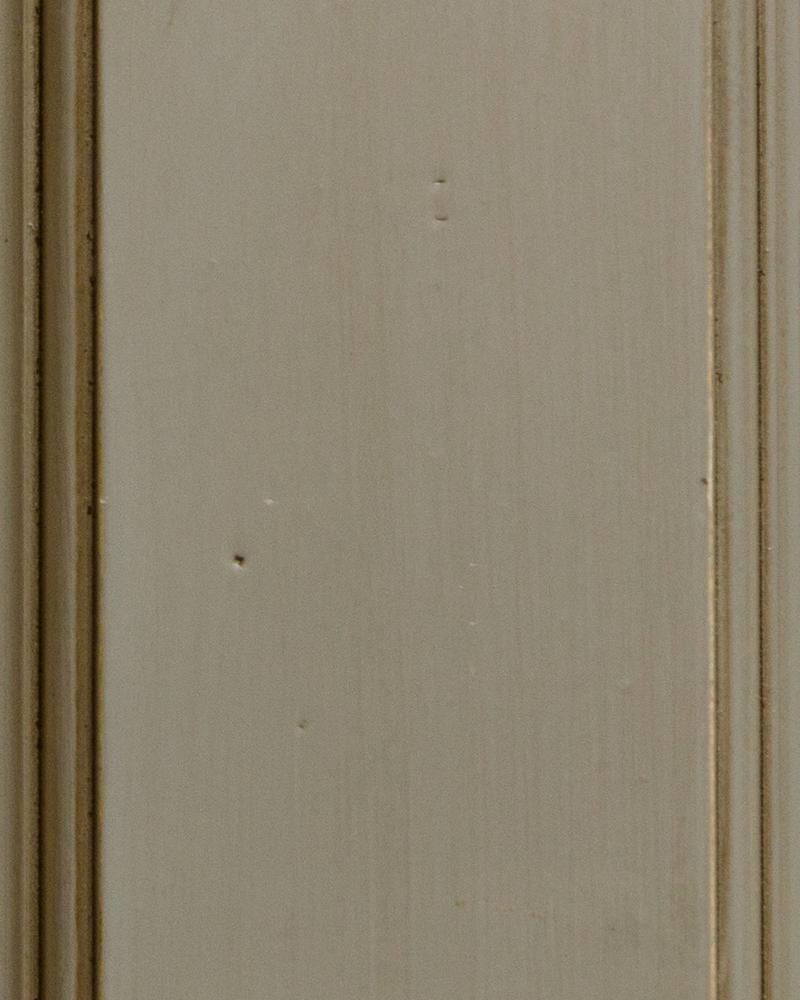 Harbor Heritage paint sample in a soft gray green greige tone with lightly worn beaded edges