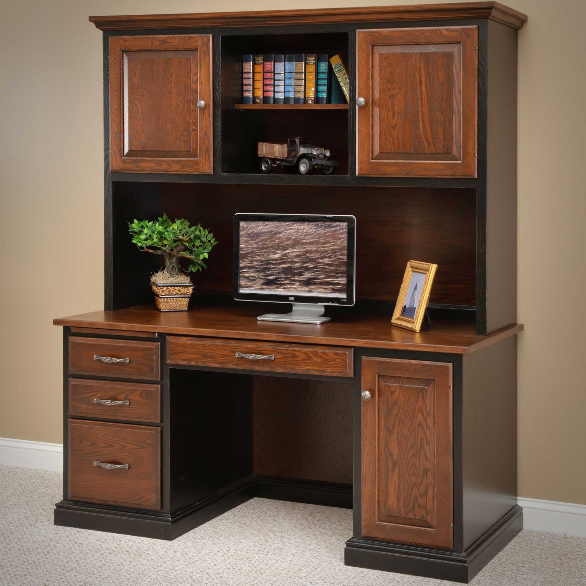 Amish Harrington Computer Desk with Optional Hutch - snyders.furniture