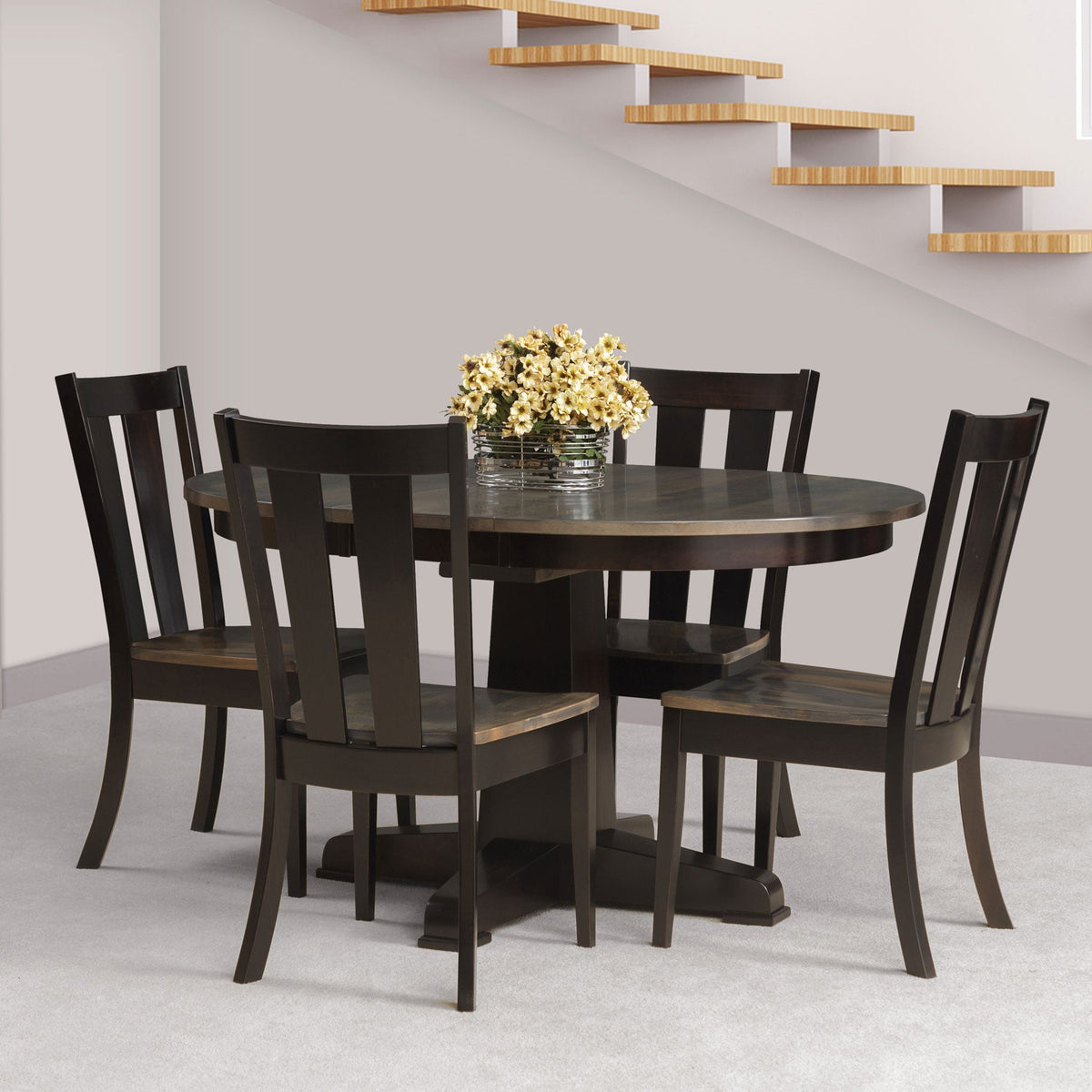 Amish La Croix Round Expandable Dining Table - snyders.furniture