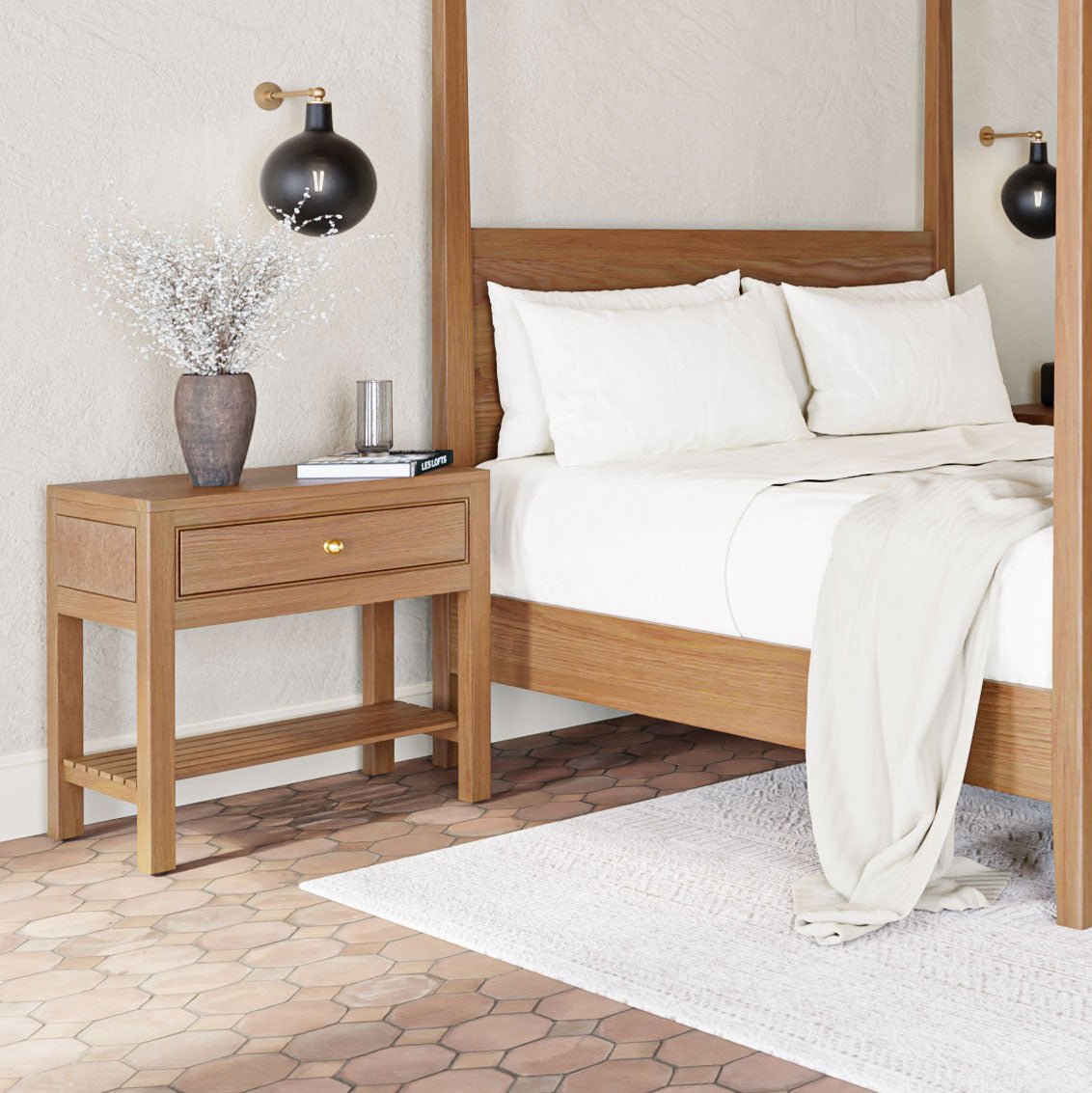 Amish Mid Century Modern Austin Open Nightstand - snyders.furniture