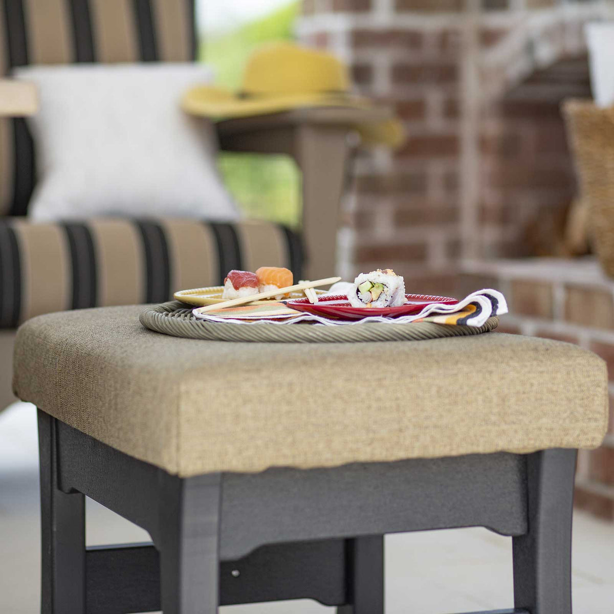 Amish Mission Colonial Poly Patio Subrella Ottoman - snyders.furniture