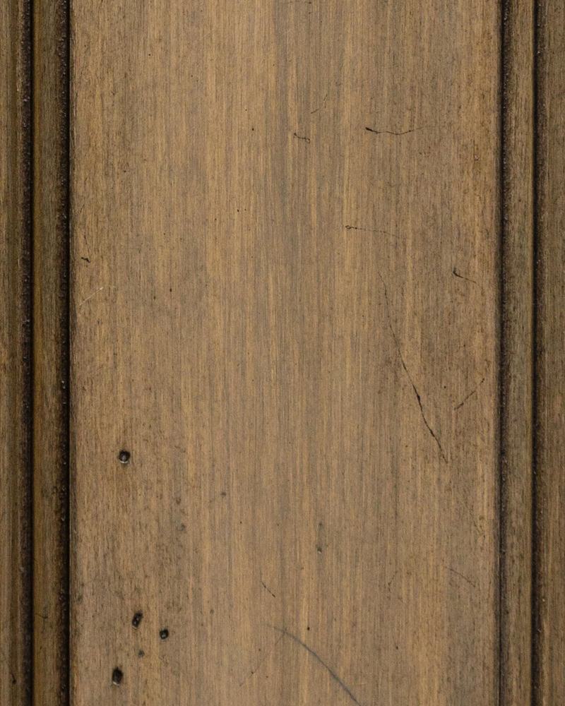 Nautical Renaissance stain on maple, a weathered gray brown finish with fine scratches and holes