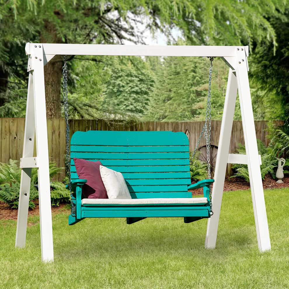 Amish Poly Easy 5&#39; Porch Swing w/ A-Frame Leisure Lawns