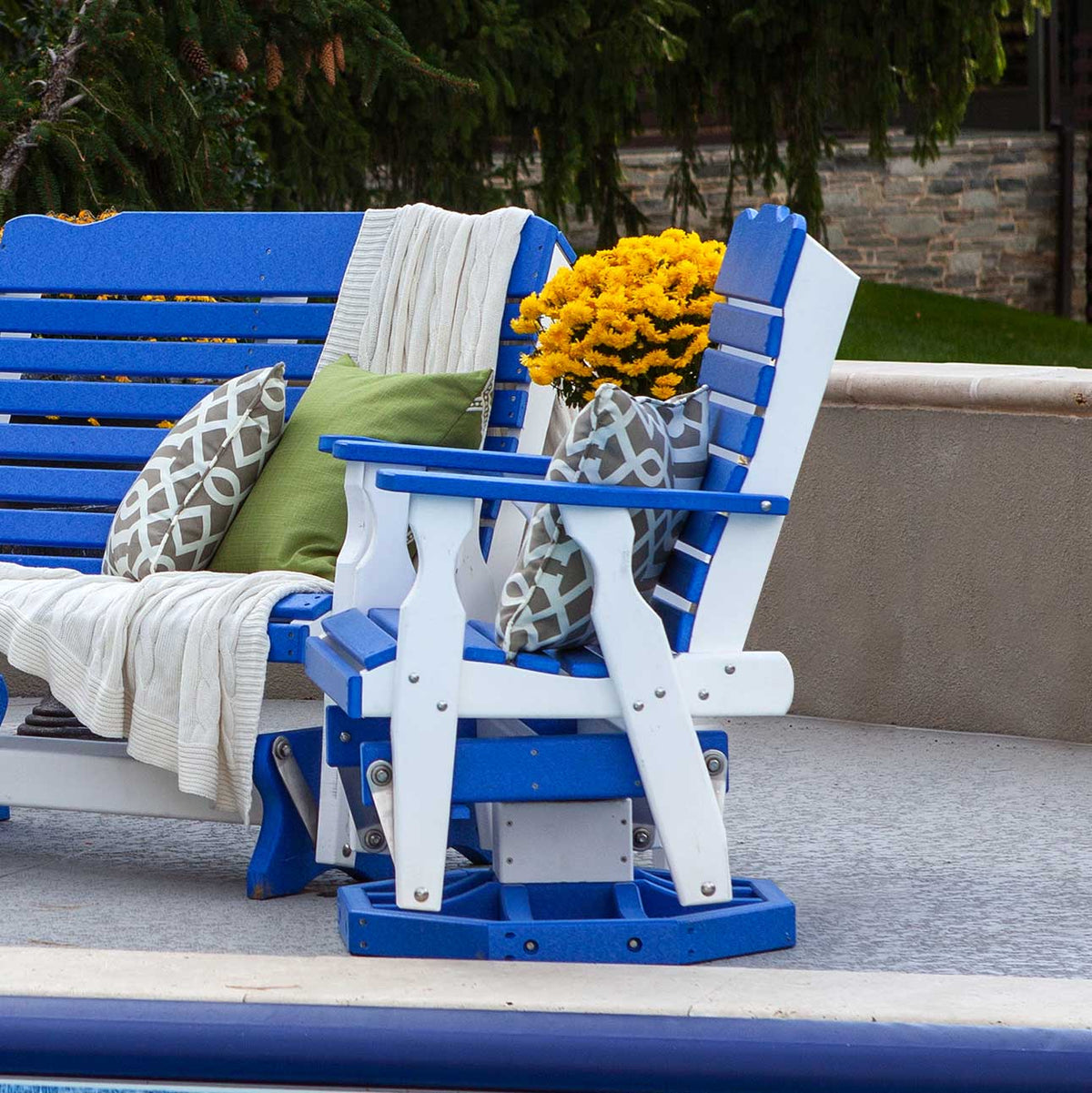 Amish Poly Patio Curve Back Swivel Glider - snyders.furniture