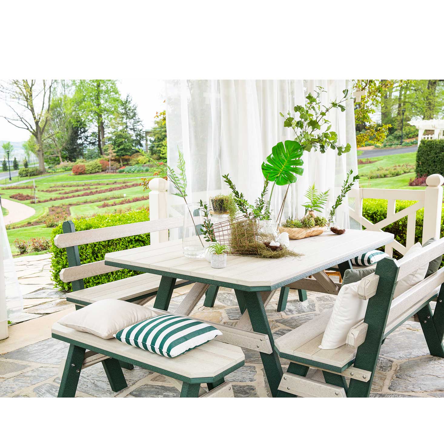 Amish Poly Patio Rectangular Garden Table Set for 6 - snyders.furniture