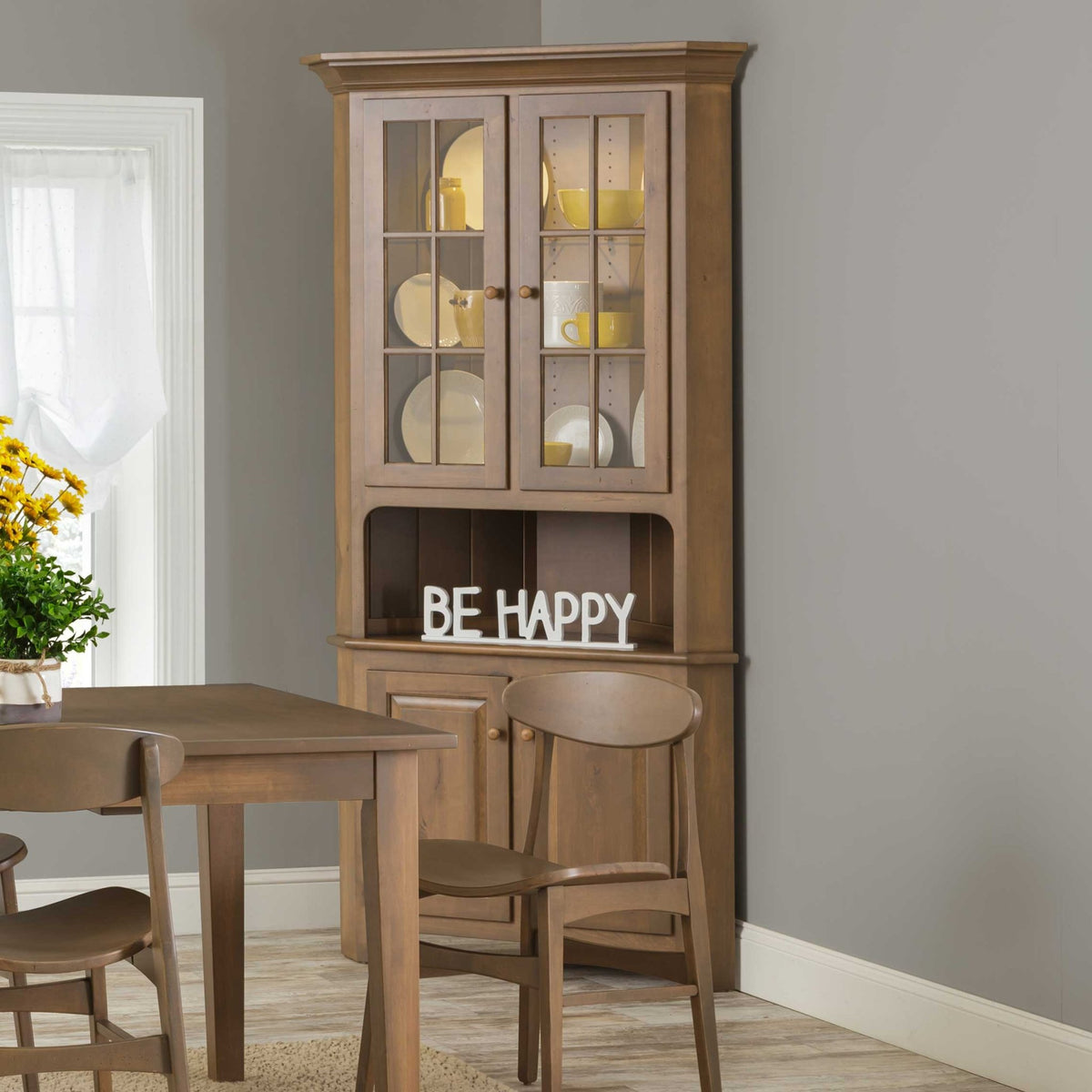 Amish Shaker Solid Wood Corner Hutch - snyders.furniture