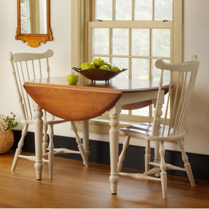 Amish Solid Wood Round Dropleaf Table - snyders.furniture